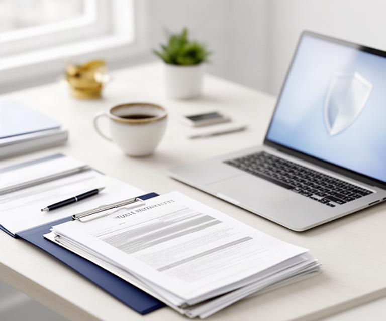 Privacy documentation and a laptop on a bright Irish small-business office desk